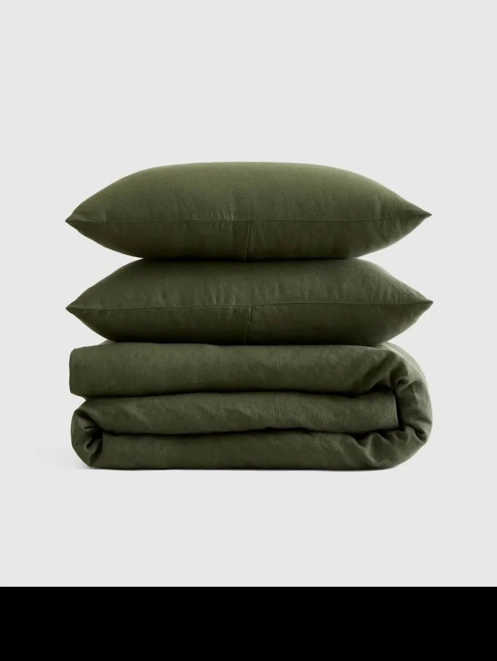 Quince Pine Green Duvet Cover Set Shams Full Queen 100% Linen